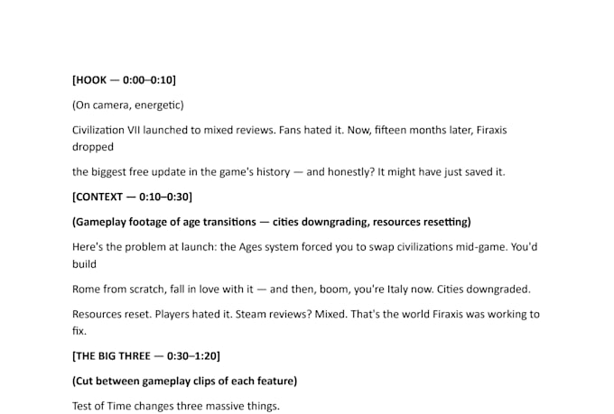 write a detailed and entertaining script for you